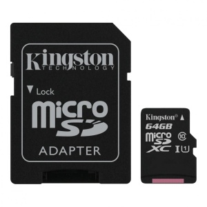 CARD MicroSD KINGSTON, 64 GB, microSDXC, clasa 10, standard UHS-I U1, "SDCS2/64GB"