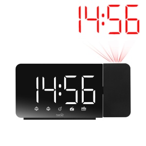 Ceas cu alarmă LED cu radio, proiector - Img 1