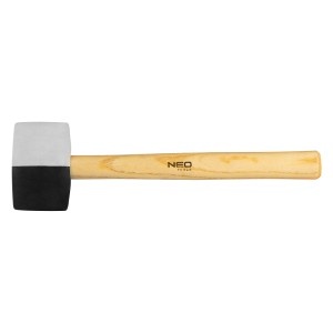 Ciocan de cauciuc alb-negru 58mm/450g, maner din lemn