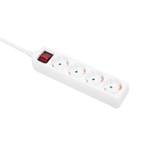 Cu comutator de distribuție cu 4 prize, cablu de 1,5 m, alb, cu blocare pentru copii, Q-LINK - Img 2