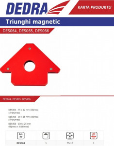 Dedra 90mm x 15mm háromszög alakú hegesztő mágnes 45° 90° 90° 135° - Img 2