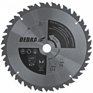 Disc circular pentru taiat lemn , 315mm x 24T x 30mm , dinti vidia , Dedra - Img 1