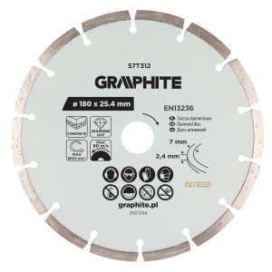 Disc de taiere diamantat, segmentat, 180 x 25,4 mm, taiere uscata