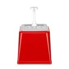 Dispenser de sos cu pompa,Hendi 2.5 L, rosu, 230x210x(H)250 mm - Img 2