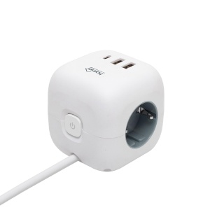 Distribuitor cub, comutator, 3 prize 16A 250V~, 1,5m 3G1,0 mm2 H05VV-F, kapcsoló, 2xUSB-A, 1xUSB-C - Img 2