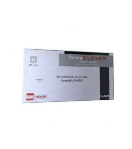 Fekete nitril kesztyű, pormentes, 100 darab, XL méret, Farma Gloves - Img 2