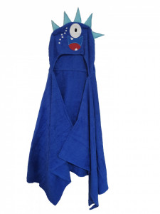 Fürdőköpeny kapucnival, törölköző, 130 x 60cm, 100% pamut, monster blue, George Home - Img 2