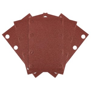Hartie de slefuit Velcro, dreptunghiulara, 80 x 130 mm, P120, 5 buc, cu 8 gauri, pentru 04-623