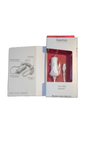 Incarcator auto profesional cu cablu spiralat incorporat USB micro, ideal gps, camera auto, telefon, 12/24V, 12W, Hama - Img 1