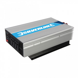 Inverter otthoni, autós, napelemes, 12v - 220v, 2000W, 2 x 1000W, usb 5V, Silverline