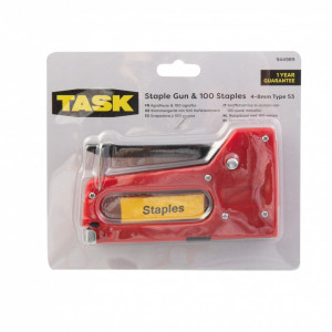 Kézi tűzőgép tűzőkapcsok 53 4/8 mm-es típus, műanyag, piros, Task - Img 3