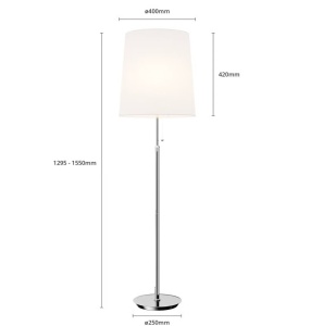 Lampa de podea PREMIUM, reglabila pe inaltime 1.30 - 1.55m, abajur 42 x 40cm ALB, soclu E27, LUCANDE - Img 4