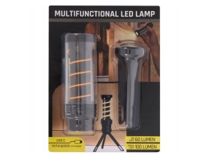  LED-es hordozható lámpa, 2 fényforrás, 100 lumen, akkumulátor, USB-C, 6 fokozat, mini állvány - Img 4