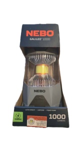 LED kemping zseblámpa, hordozható, újratölthető akkumulátorral vagy elemekkel, 1000lm, fehér fény 360/120 fokban vagy piros, IPX4, fekete, power bank funkció, Nebo Galileo 1000 NEB-LTN-0004-G - Img 3
