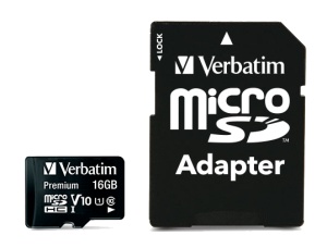MEMORIE microSD CARD VERBATIM 16GB CLASA 10, ADAPTOR INCLUS "44082"
