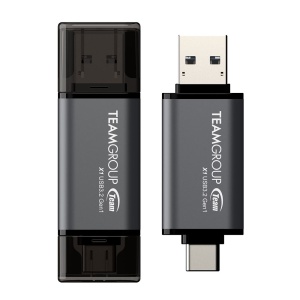 MEMORIE USB 3.2 / USB Type-C 3.1 TEAMGROUP X1, 128 GB, plastic, gri "TX13128GC01" - Img 4