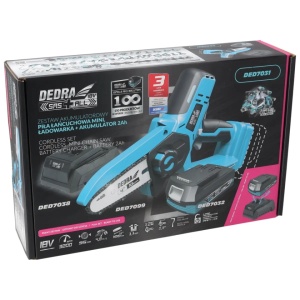 Mini drujba electrica crengi cu acumulator 18V 2Ah inclus + incarcator, lama 10cm, Dedra - Img 2