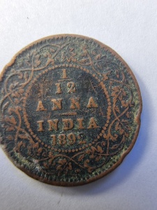 Moneda Coloniala - 1/12 Anna 1892 - India Britanică - Victoria