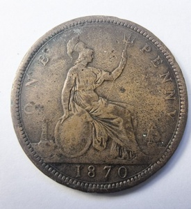Moneda Regatul Unit - Victoria - 1 Penny 1870 - Img 2
