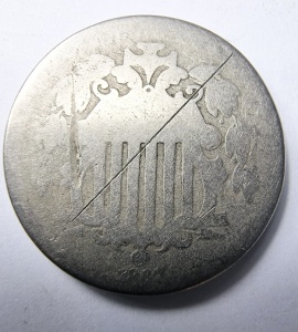 Moneda USA - Shield (5 cents ), emisă în 1867.