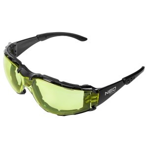 Ochelari de protectie cu insertie de spuma, lentile galbene, clasa rezistenta FT