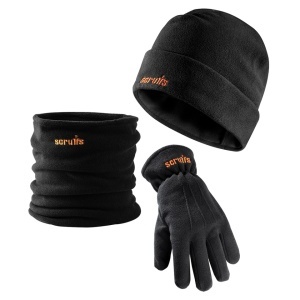 Őszi/téli szezon szett, sapka, kesztyű, gallér, gyapjú anyag, univerzális méret, melegen tart, fekete, Scruffs Winter Essential