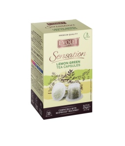 Pachet 10 capsule ceai premium compatibile NESPRESSO, 10 x 2.5g, Lemon Green, lamaie, Evolet Sensation