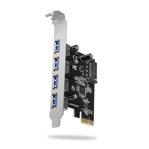 PCI Express bővítő 4 USB 3.0 porthoz, ömlesztett termék - csomagolás nélkül, Axagon
