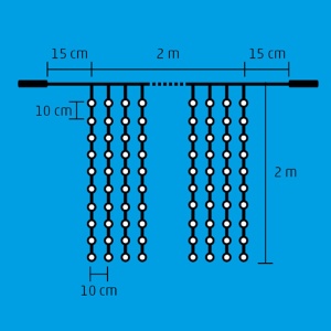 Perdea de lumini cu LED-uri, cu legare în serie, 2x2 m, IP44 - Img 3