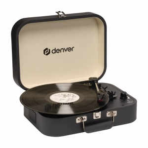Pick-up vinil tip valiza cu boxe incorporate,amplificare incorporata, port USB transfer media, NEGRU, DENVER - Img 9