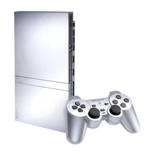 PlayStation 2, PS2, SLIM, SCPH-75004 modell – szürke, + 1 vezérlő, tápkábel, AV-kábel, használt