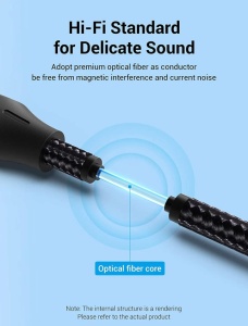 Prémium minőségű OPTIC audiokábel, aranyozott csatlakozók, 1,5 m, S/PDIF T – S/PDIF T, 5.1 csatornás, Vention - Img 3
