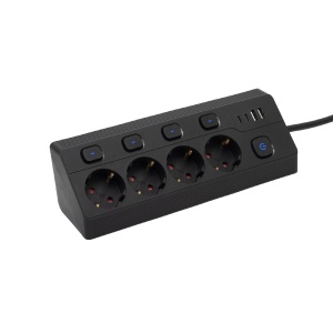 Priza multipla cu 4 prize, comutabilă individual, 2 m, negru, 2xUSB-C, 2xUSB-A - Img 2