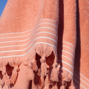 Prosop premium pentru plaja, hamac, sezlong, 100% bumbac, 70% bumbac reciclat, 180 x 90 cm, piersica, Walra - Img 3