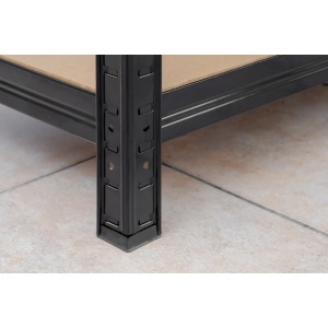 Raft metalic depozitare, 5 etajere robuste MDF, sarcina grea, ajustabile,modular, 180x90x40 cm, negru, Dedra - Img 4