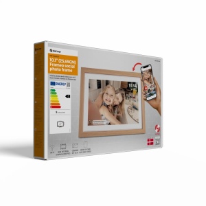Ramă Foto Digitală Wi-Fi Denver PFF-1040LW, Ecran Tactil 10.1" HD IPS, Design din Lemn de Stejar, Software Frameo, 16 GB Stocare, USB-C, Light Wood - Img 6
