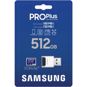 SAMSUNG PRO Plus microSD 512GB Up to 180MB/s Read and 130MB/s Write speed with Class 10 4K UHD incl. Card reader 2023 "MB-MD512SB/WW" - Img 4