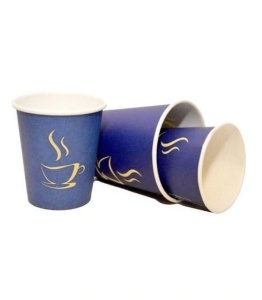 Set 100 pahare carton pentru cafea, bauturi calde, 8oz, 235ml, D80, albastru - Img 3