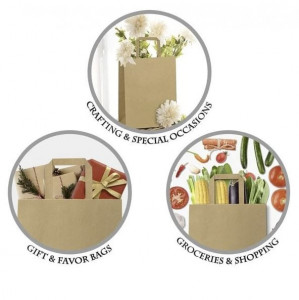 Set 250 pungi din hartie natur, maner plat 30 x 20 x h33cm - Img 2