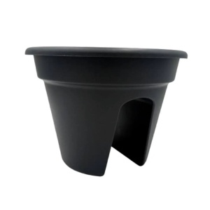 Set 3 ghivece pentru gard / balustrada, diametru 30cm, negru, PVC - Img 2