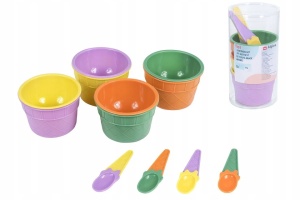 Set 4 recipiente premium pentru inghetata, fund dublu termic, 4 lingurite, Alpina - Img 2