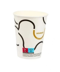 Set 500 pahare carton pentru bauturi calde, cafea, ceai, vin fiert, targuri, 350ml, 12oz, d90mm, model Gourmet alb - Img 2