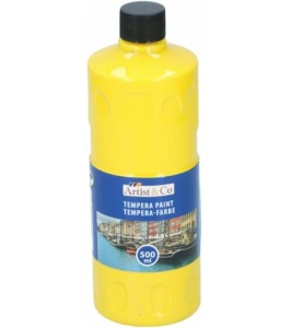Set 6 culori pentru pictura, TEMPERA, 6 x 500ml ( 3L ), galben, rosu, verde, alb, negru, albastru, Artist&CO - Img 5