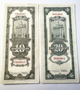 Set Bancnote - 10 & 20 Customs Gold Units (CGU) 1930 - The Central Bank of China - Img 2