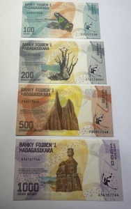 Set Bancnote - Madagascar - 100/200/500/1000 Ariary 2017+
