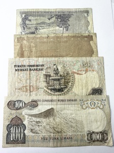 Set Bancnote Turcia - 5/20/50/100 Turk Lirasi ( 1970-1980 ) - Img 2