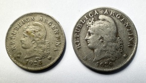 Set Monede Argentina - 10+20 Centavos 1928-1929