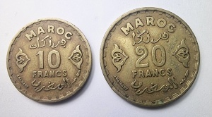 Set Monede Maroc - Protectorat Francez - Mohamed V - 10/20 Francs 1952 - Img 2