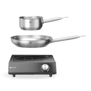 Set: Plita cu inductie 3500W + cratita + tigaie, HENDI, Negru, 220-240V/3500W, 320x395x(H)95mm - Img 2