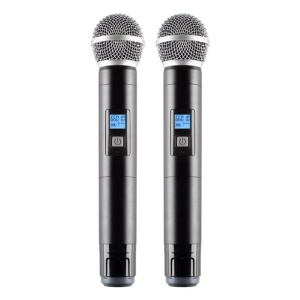 Set profesional 2 microfoane fara fir cu receiver, raza actiune 50m, ideal evenimente, karaoke, SAL - Img 2